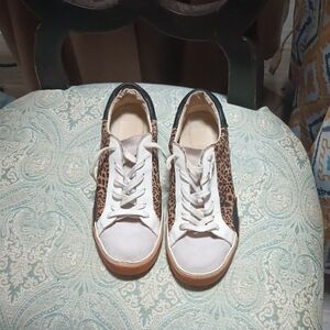 Leopard Print Women's Sneakers with White Accents